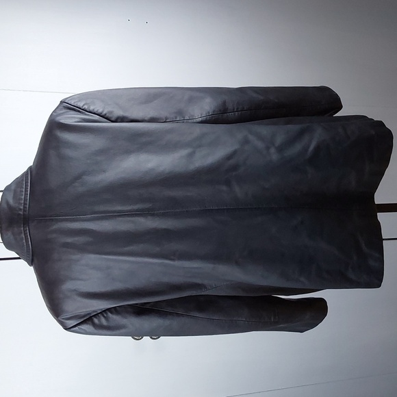 Lauren Ralph Lauren- Womens Black Leather luxury Coat Minimalist Neutral Sz.1X - Picture 8 of 12